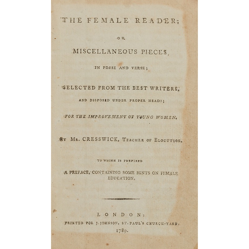 LOT 6 | [WOLLSTONECRAFT, MARY] | THE FEMALE READER | Sold for £11,875*